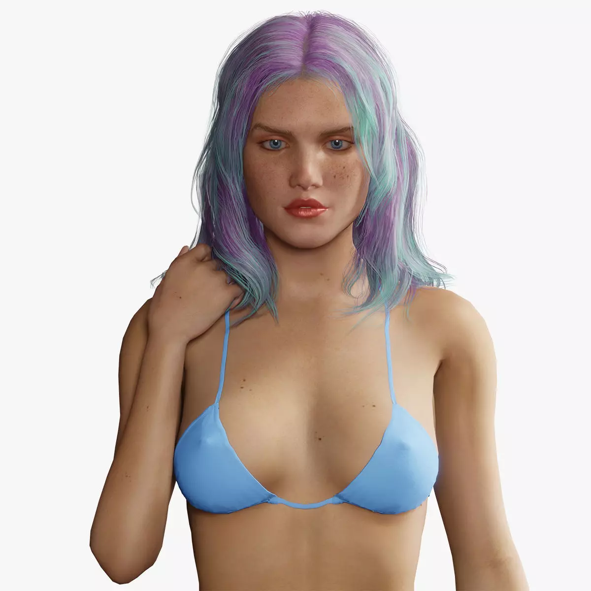 Naked Cyber punk futurist sci fi Girl Low-poly 3D model_0