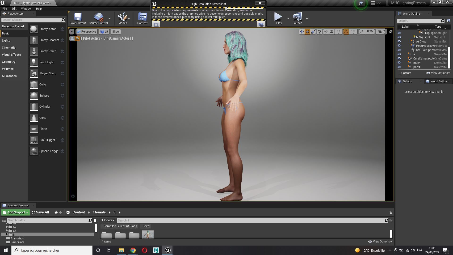 Naked Cyber punk futurist sci fi Girl Low-poly 3D model_16