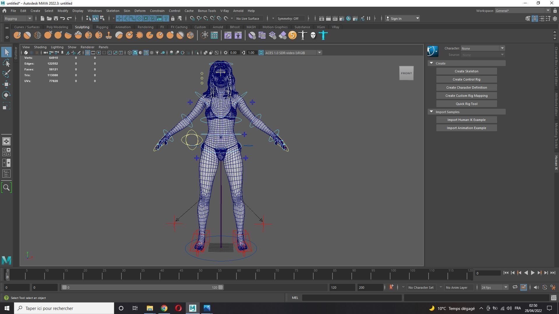 Naked Cyber punk futurist sci fi Girl Low-poly 3D model_11