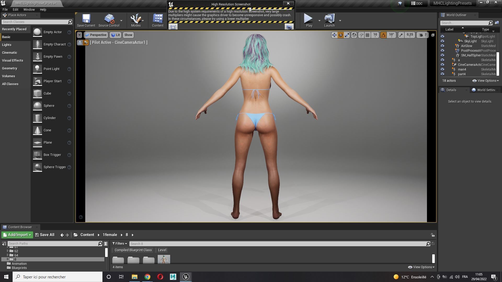 Naked Cyber punk futurist sci fi Girl Low-poly 3D model_15