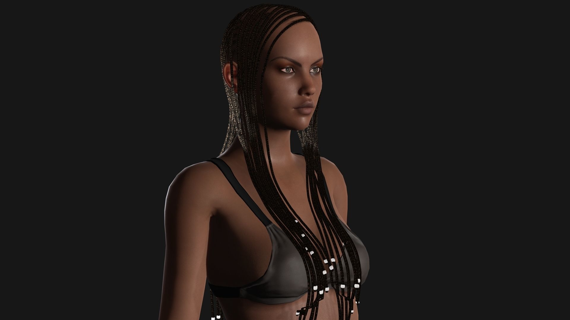 Realistic black female rigged game ready Low-poly 3D model_6