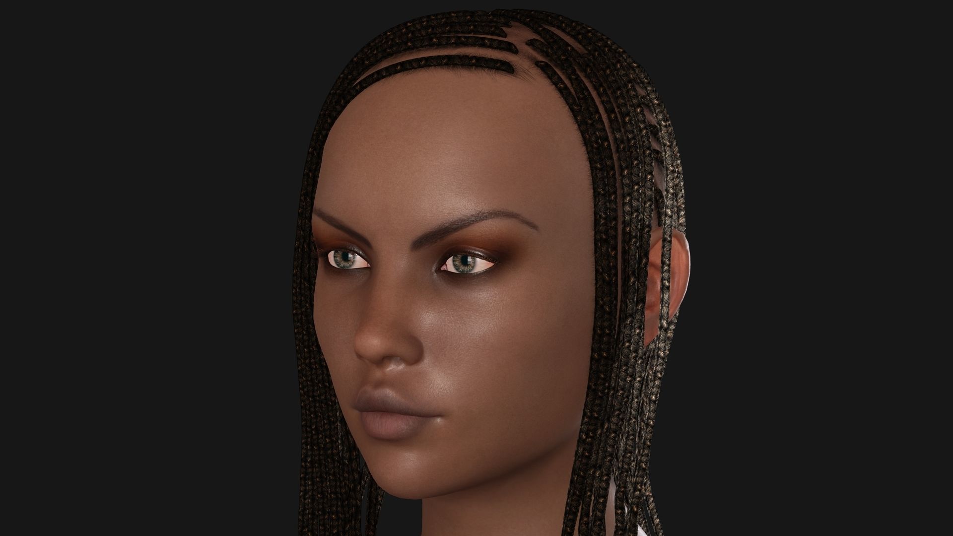 Realistic black female rigged game ready Low-poly 3D model_8