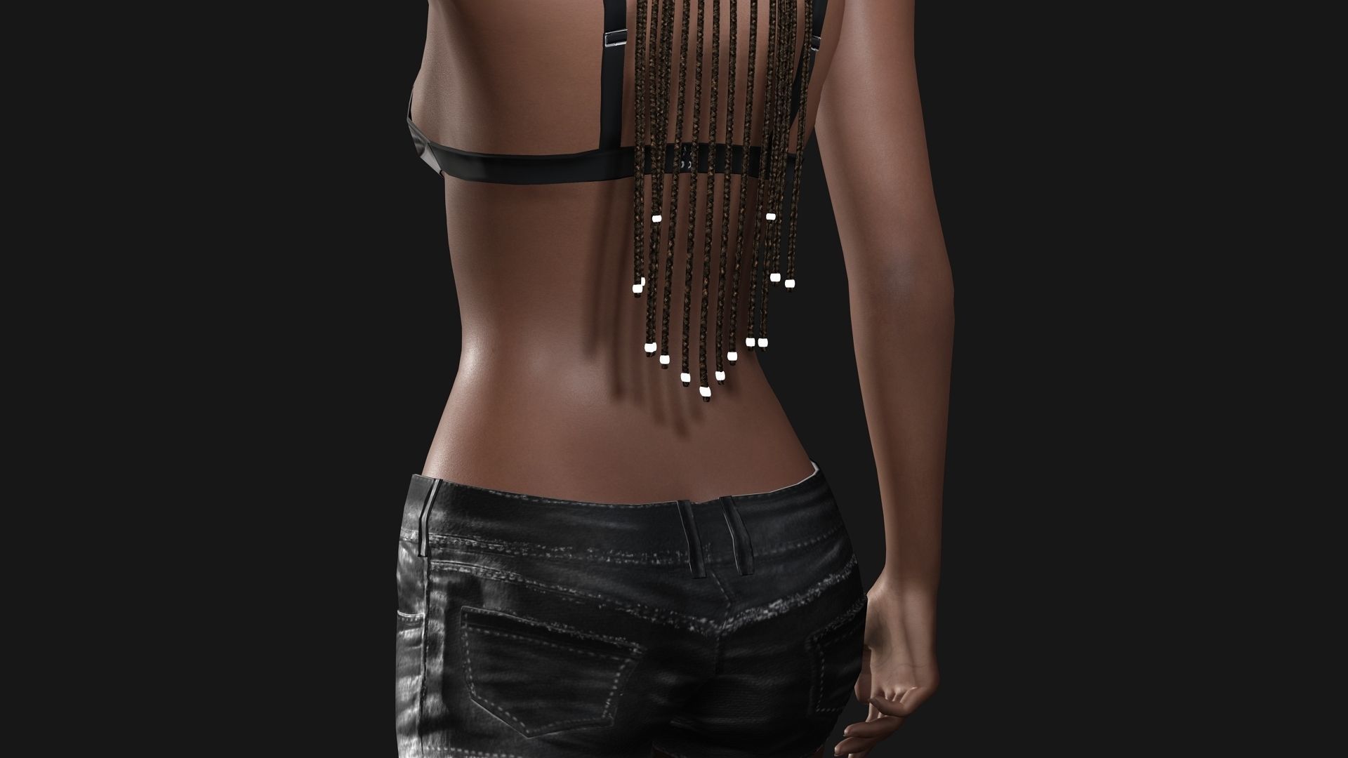 Realistic black female rigged game ready Low-poly 3D model_7