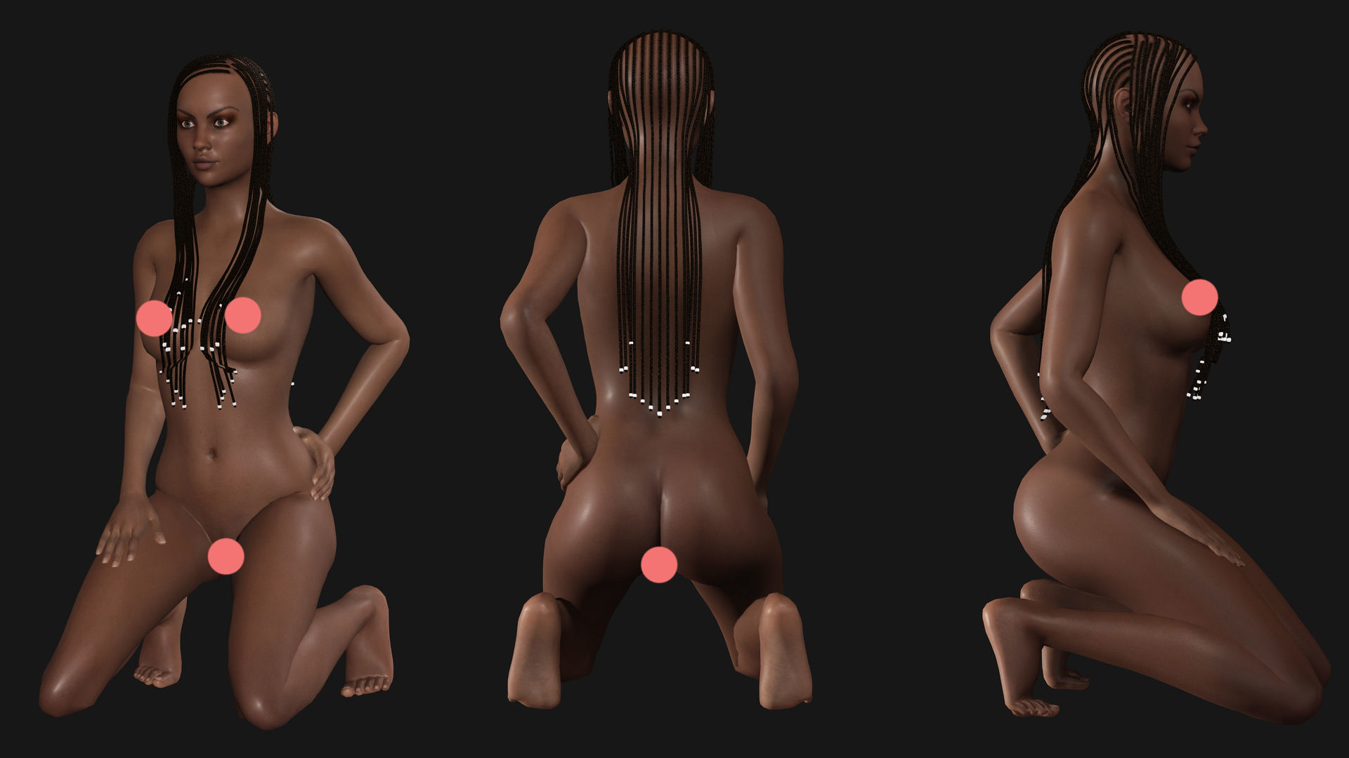 Realistic black female rigged game ready Low-poly 3D model_3