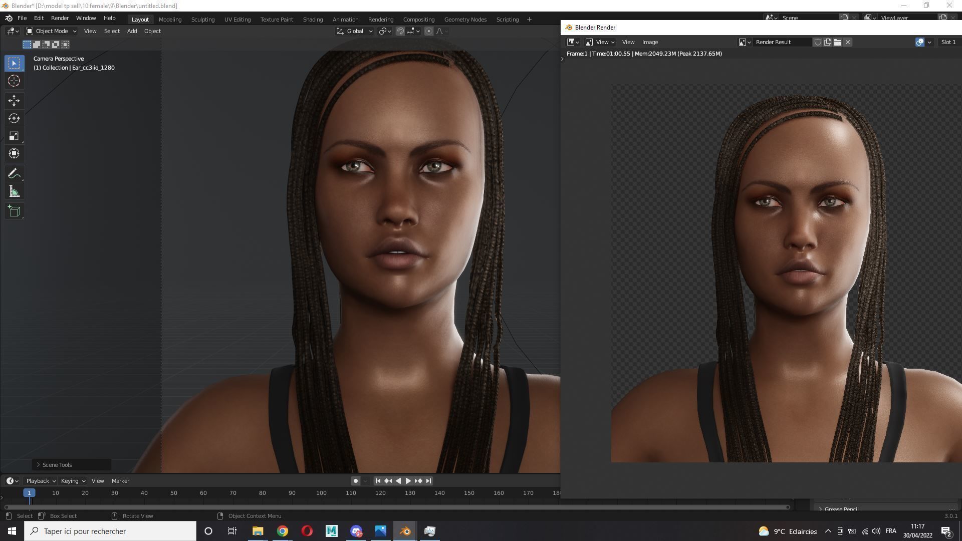 Realistic black female rigged game ready Low-poly 3D model_9