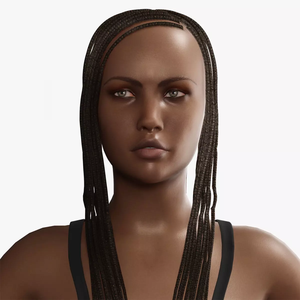 Realistic black female rigged game ready Low-poly 3D model_0