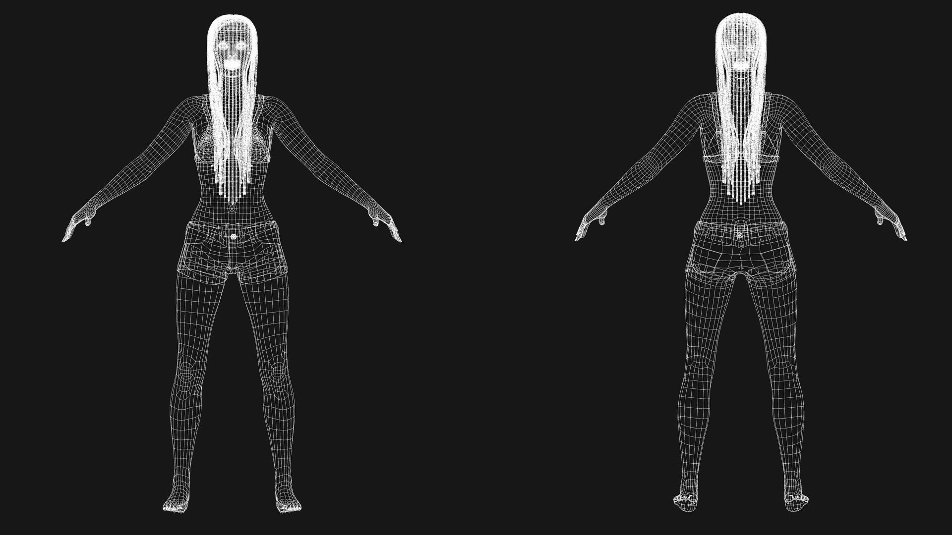 Realistic black female rigged game ready Low-poly 3D model_10