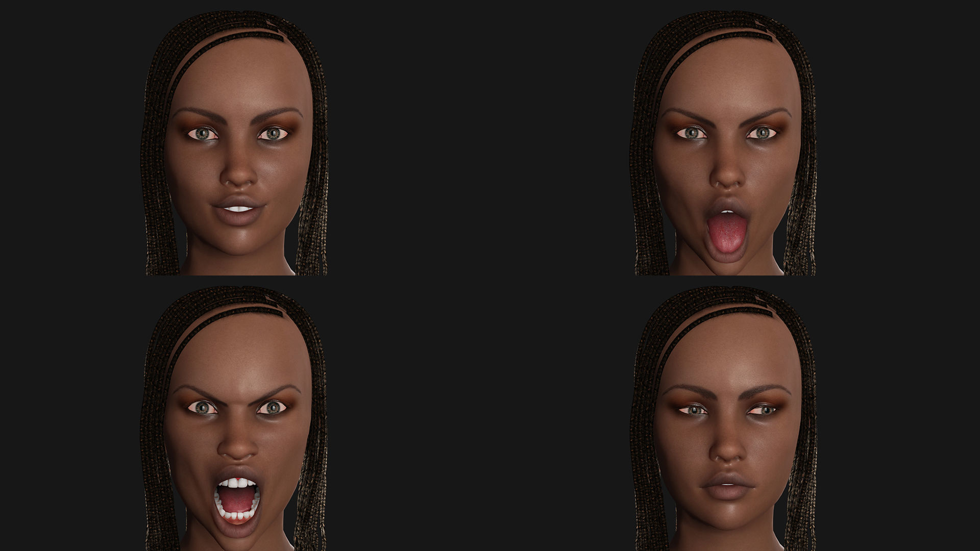 Realistic black female rigged game ready Low-poly 3D model_5