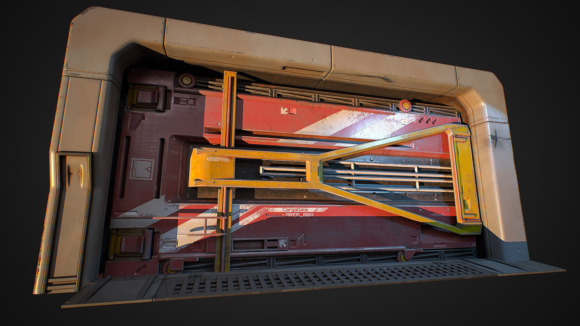 Sci-Fi Animated Door Set UE Low-poly 3D model_20