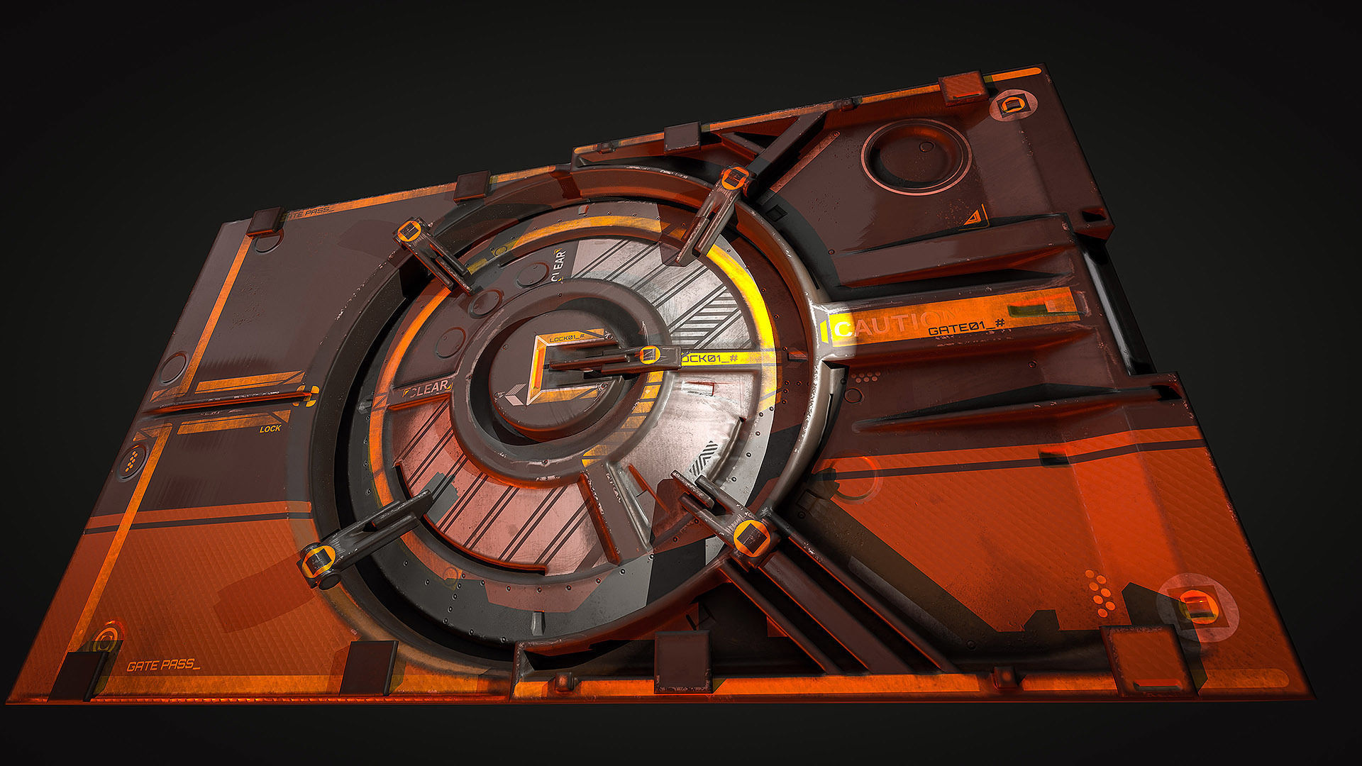 Sci-Fi Animated Door Set UE Low-poly 3D model_21