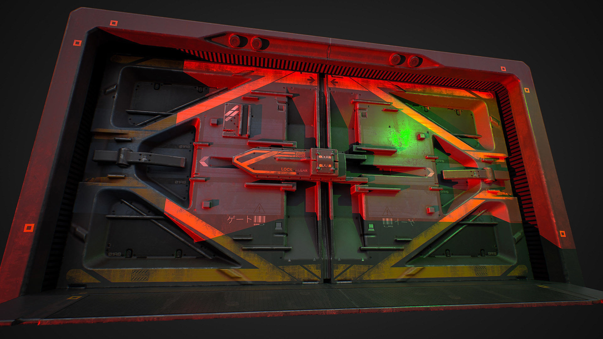 Sci-Fi Animated Door Set UE Low-poly 3D model_19