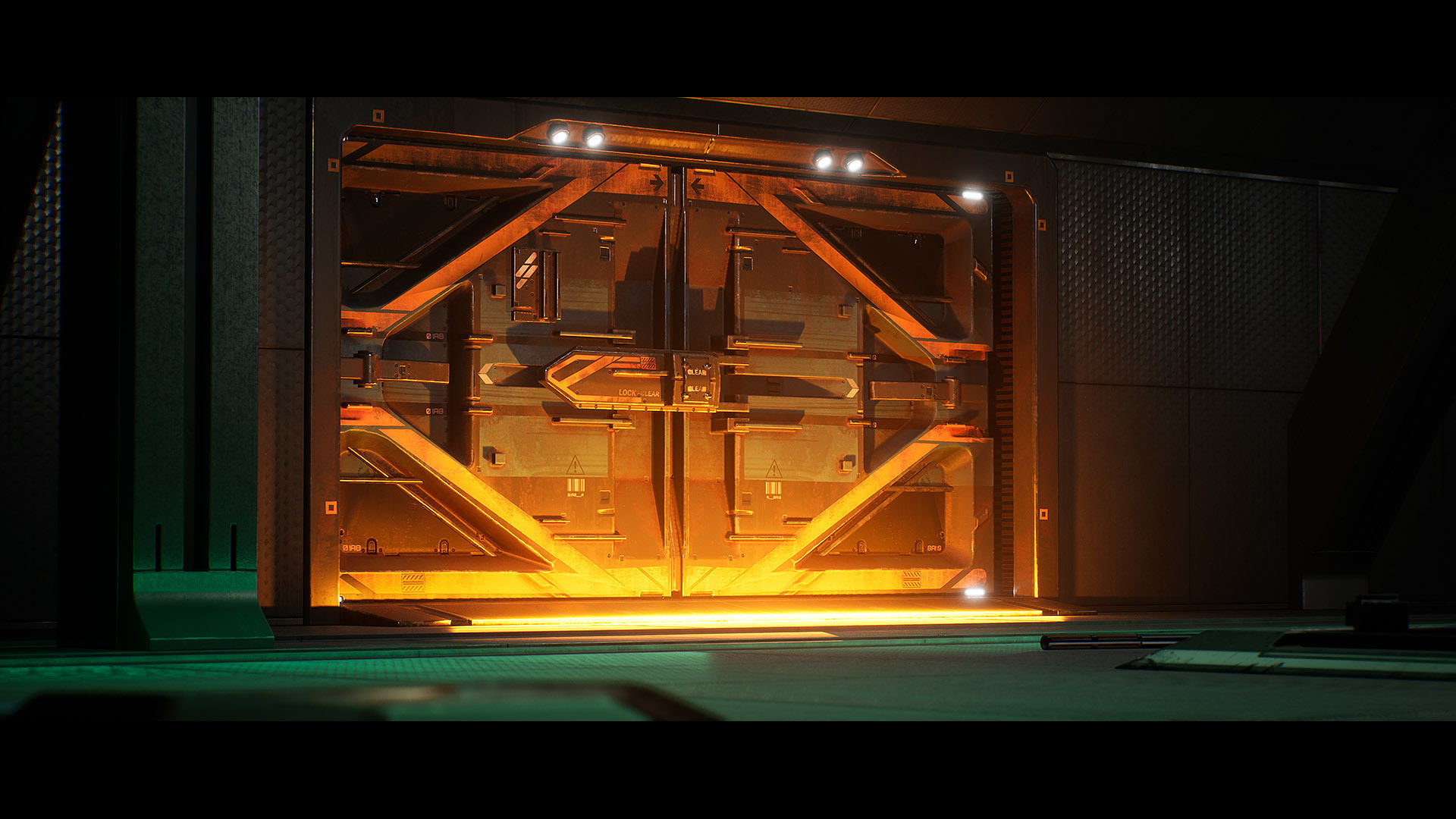 Sci-Fi Animated Door Set UE Low-poly 3D model_3