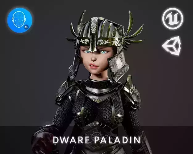 Dwarf Paladin Low-poly 3D model