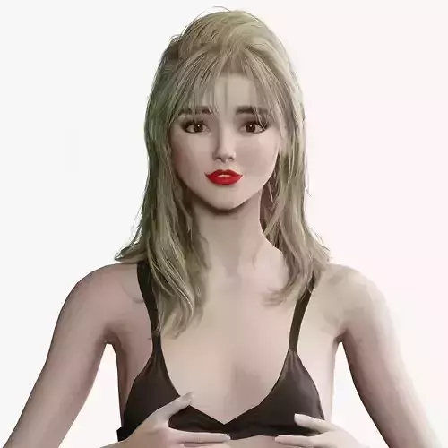 Naked Asian Woman Rigged Game Ready Low-poly 3D model