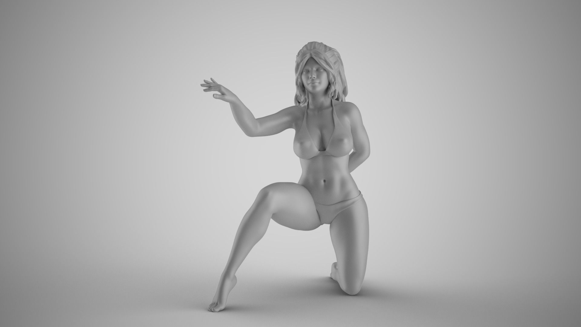 Peeking from Behind Bed Curtains 3D print model_1
