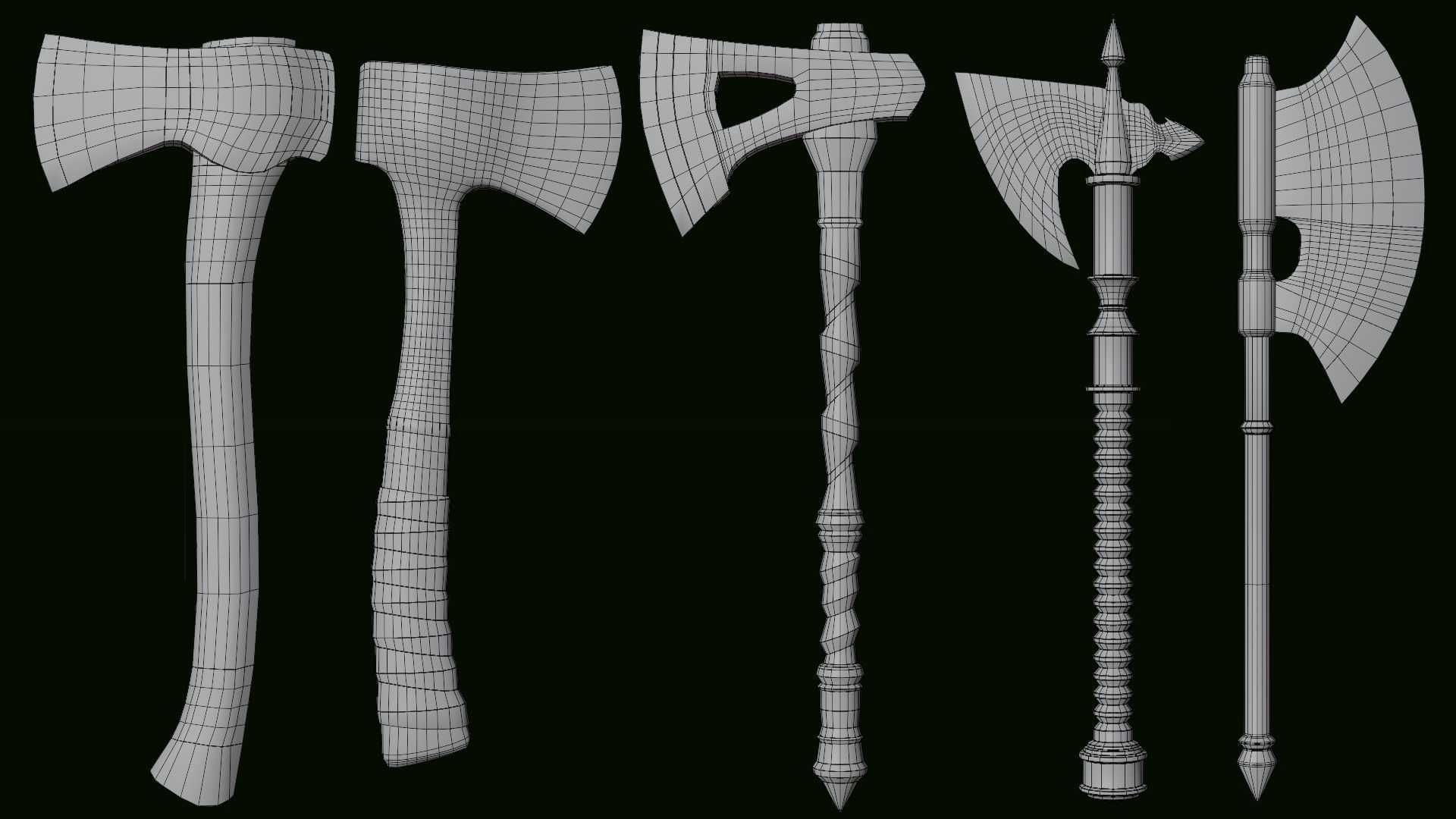 PBR AXE PACK 01 Low-poly 3D model_7