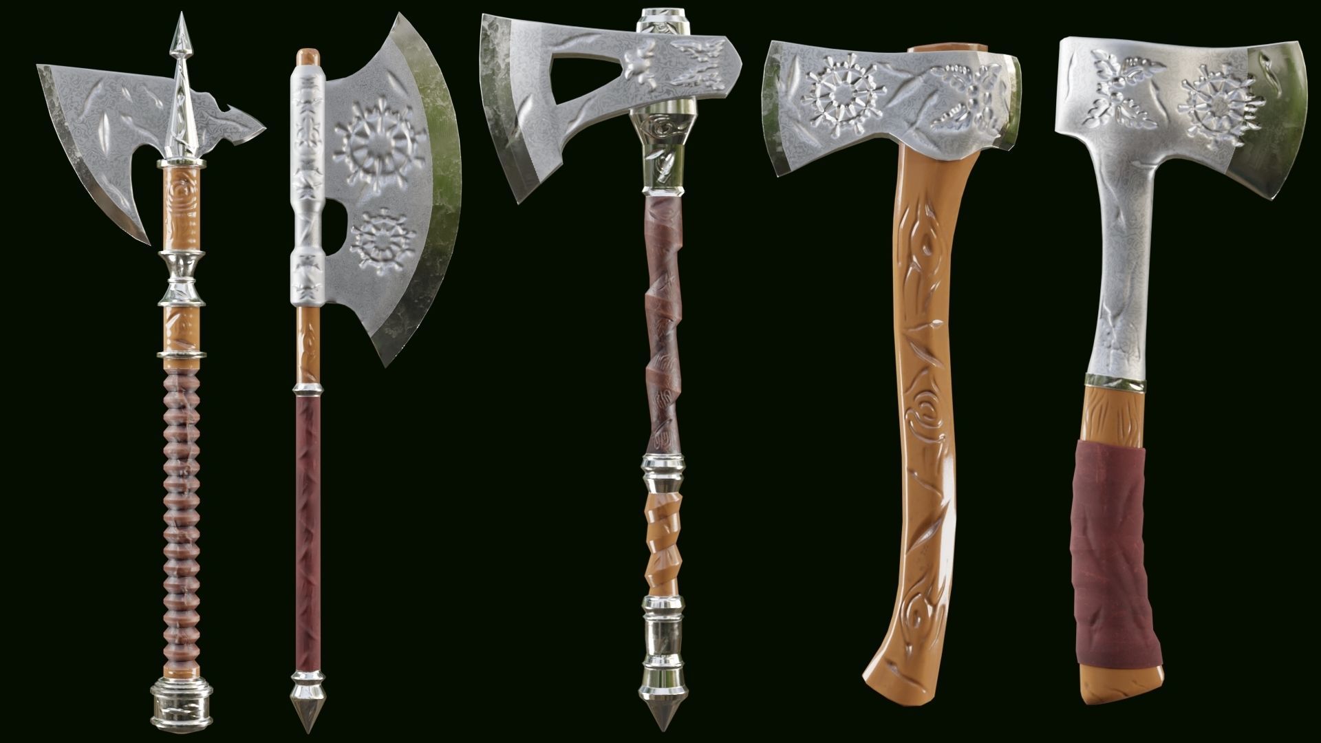 PBR AXE PACK 01 Low-poly 3D model_3