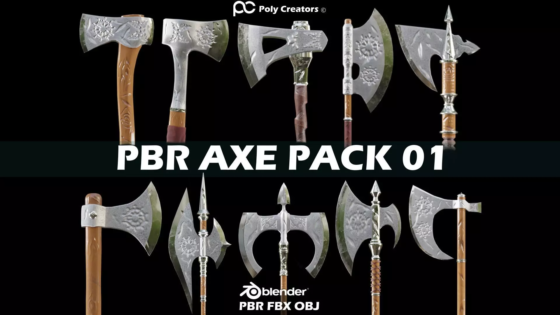 PBR AXE PACK 01 Low-poly 3D model_0