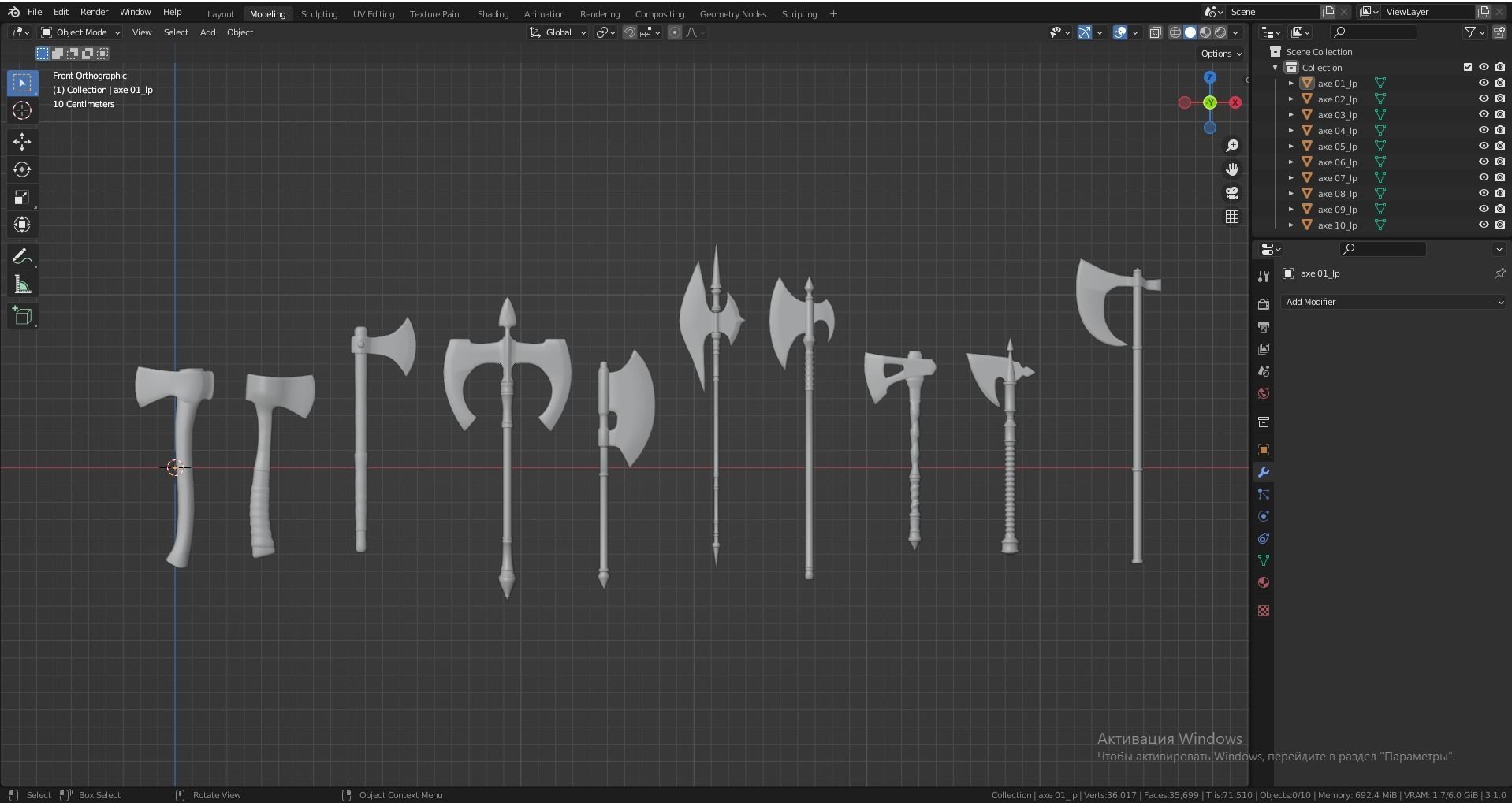 PBR AXE PACK 01 Low-poly 3D model_29