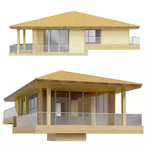 3D model Bungalow wooden bamboo beach build house