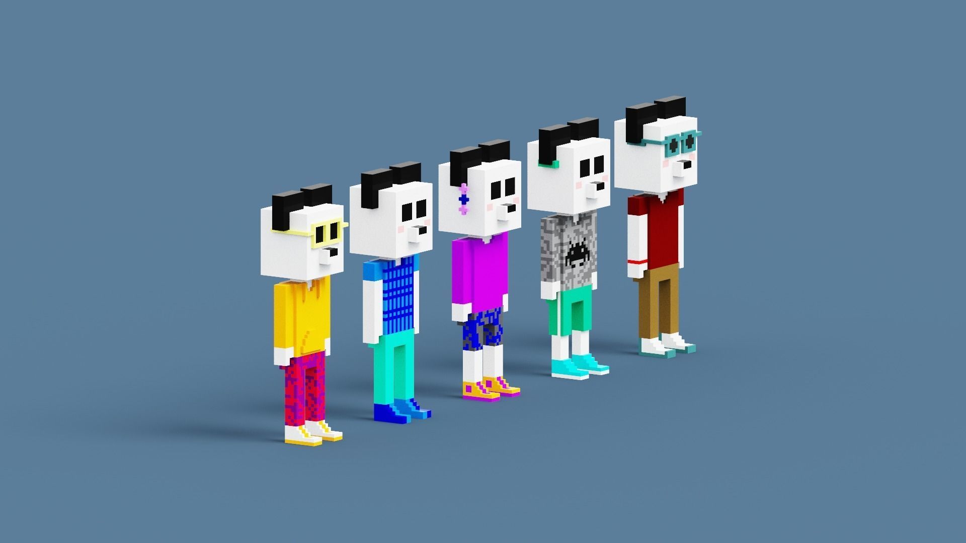 NFT Voxel Panda Characters Low-poly 3D model_11