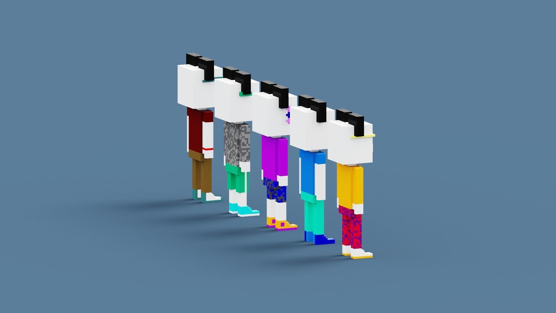 NFT Voxel Panda Characters Low-poly 3D model_9