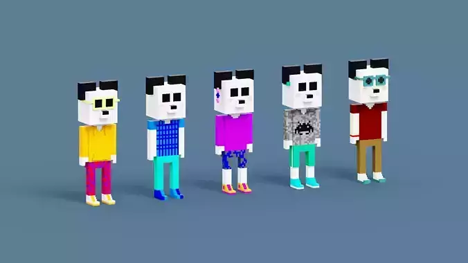 NFT Voxel Panda Characters Low-poly 3D model