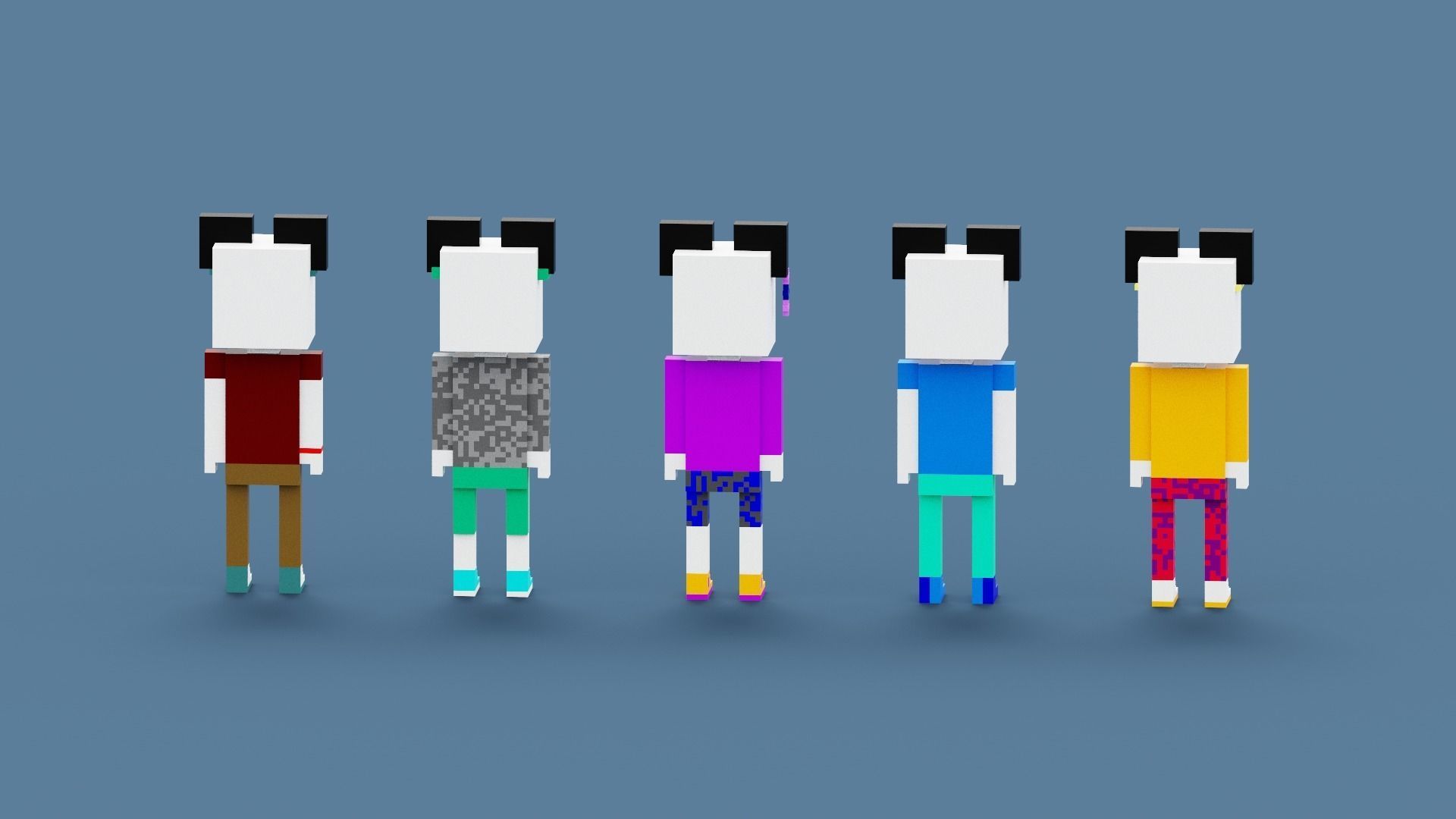 NFT Voxel Panda Characters Low-poly 3D model_7