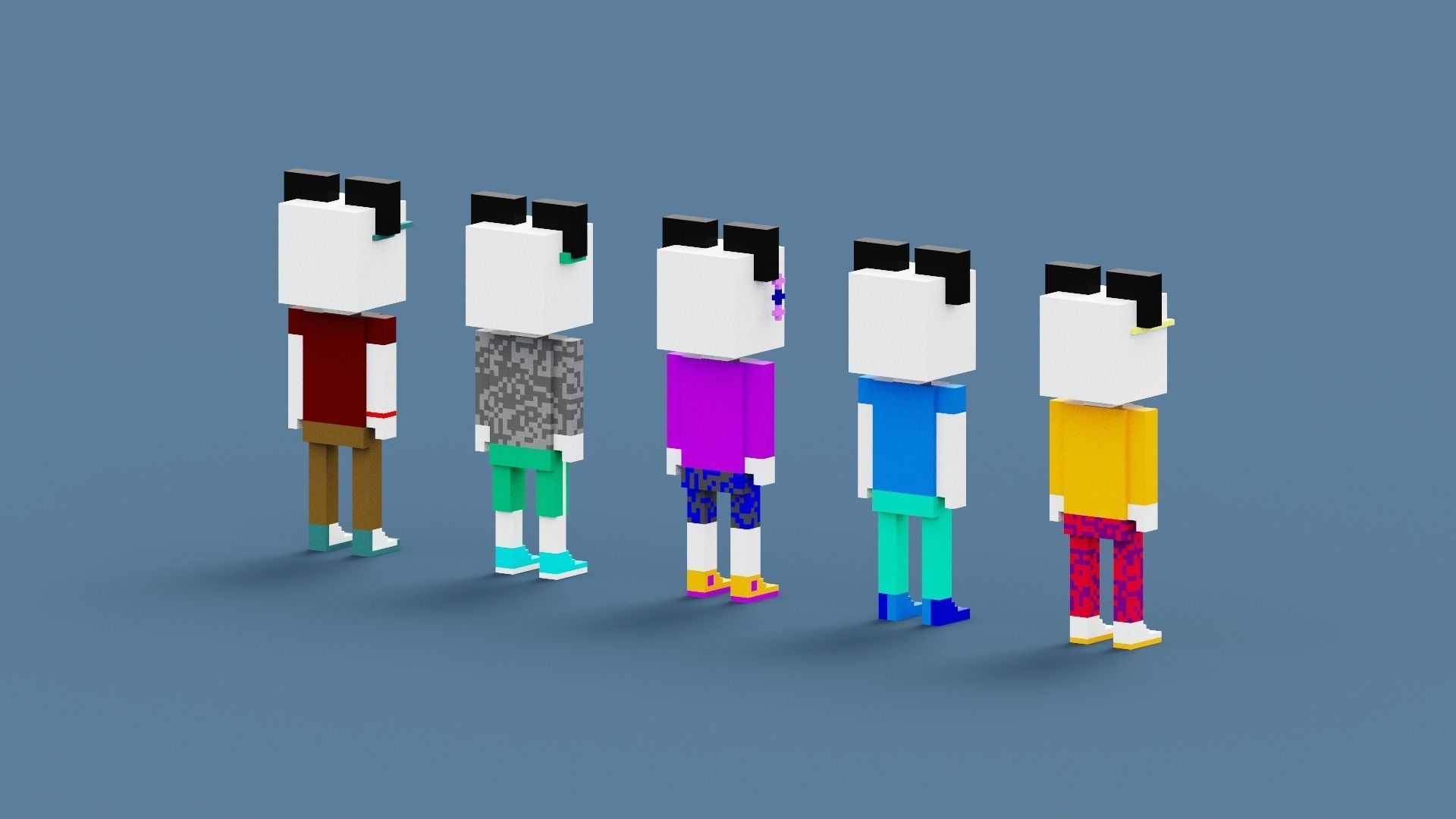 NFT Voxel Panda Characters Low-poly 3D model_8
