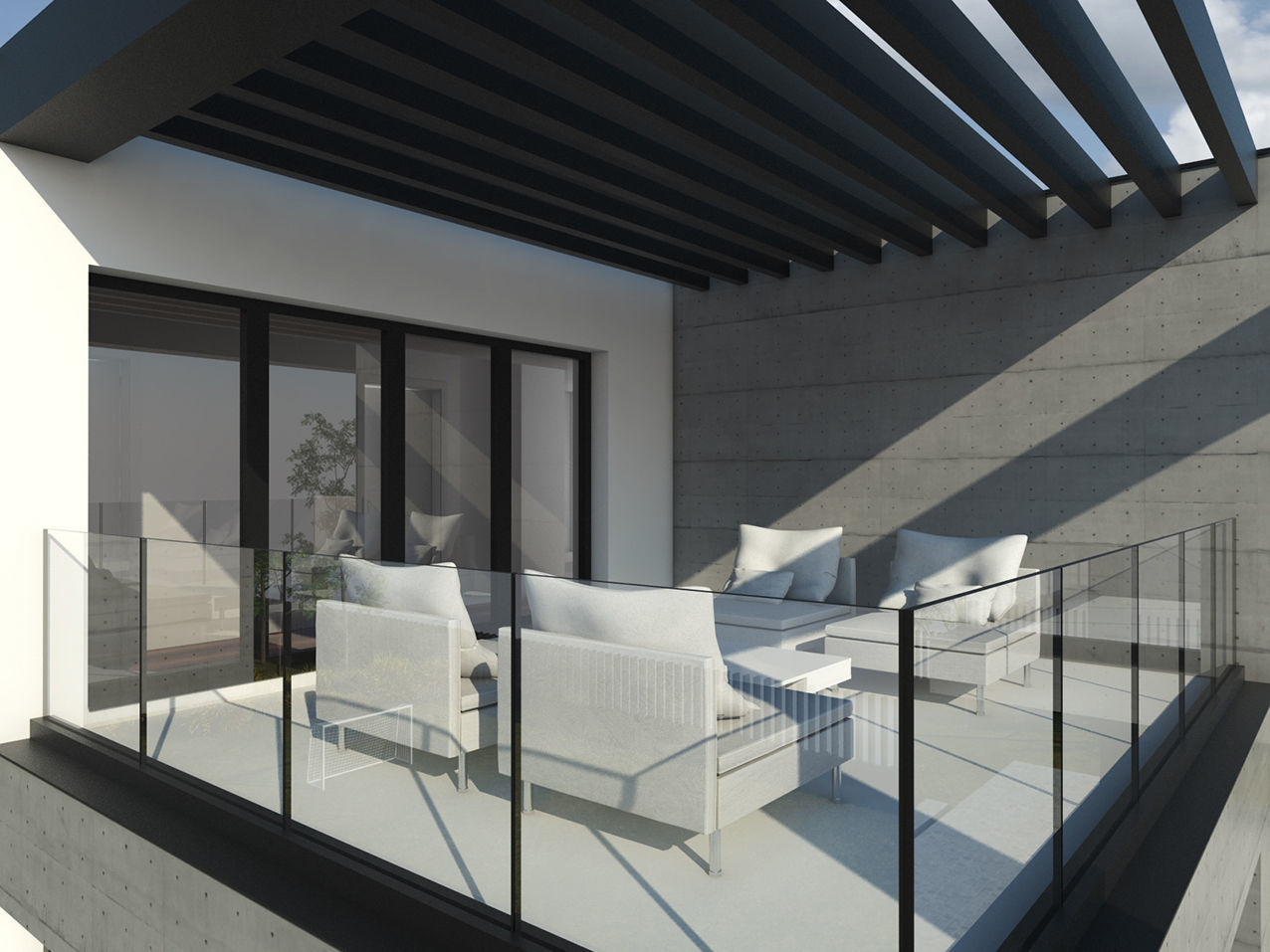 Modern - contemporary house with pool 3D model_7