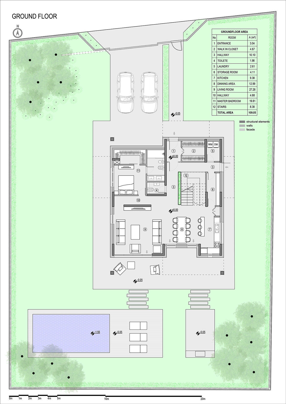 Modern - contemporary house with pool 3D model_10
