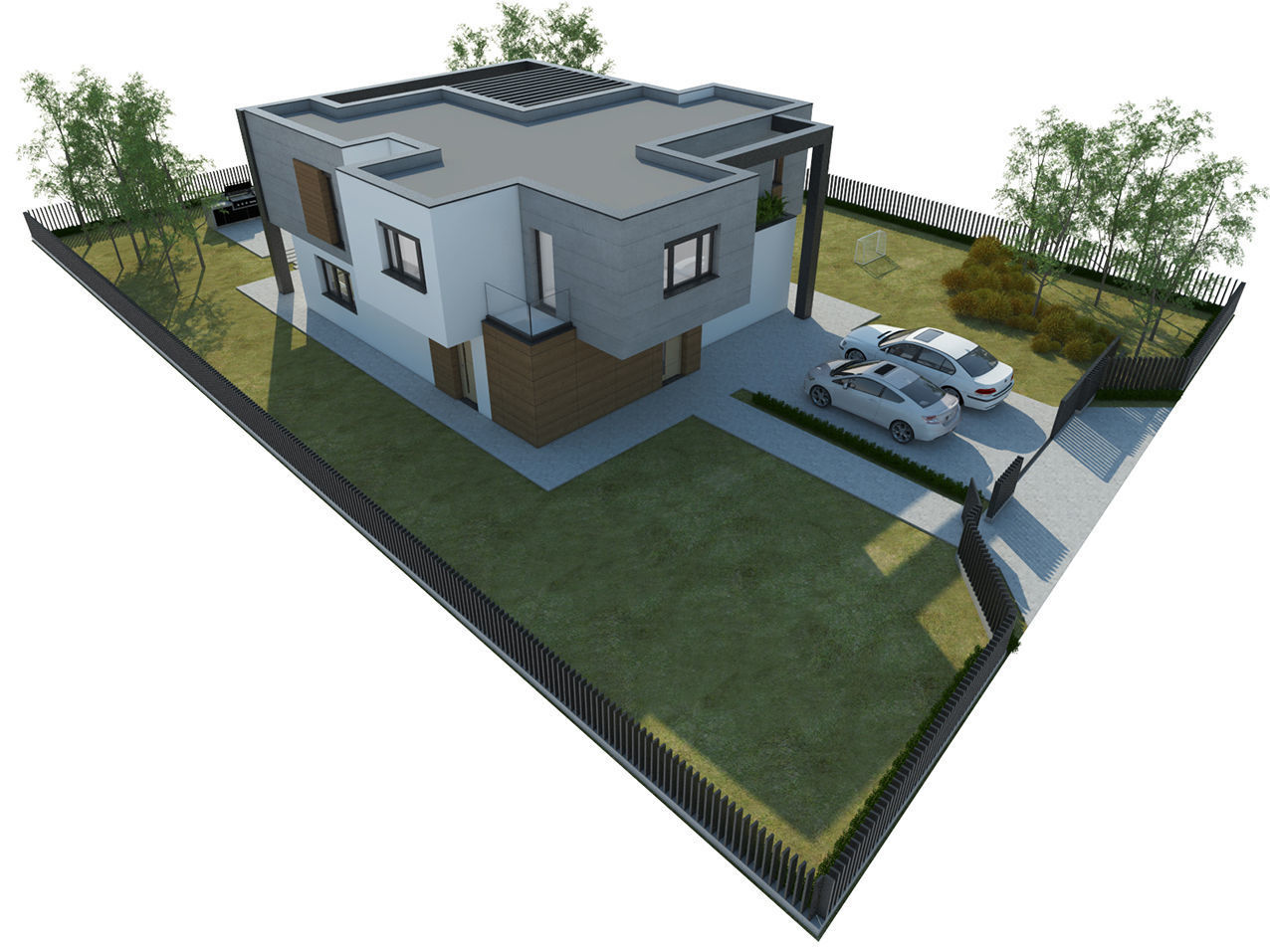 Modern - contemporary house with pool 3D model_8