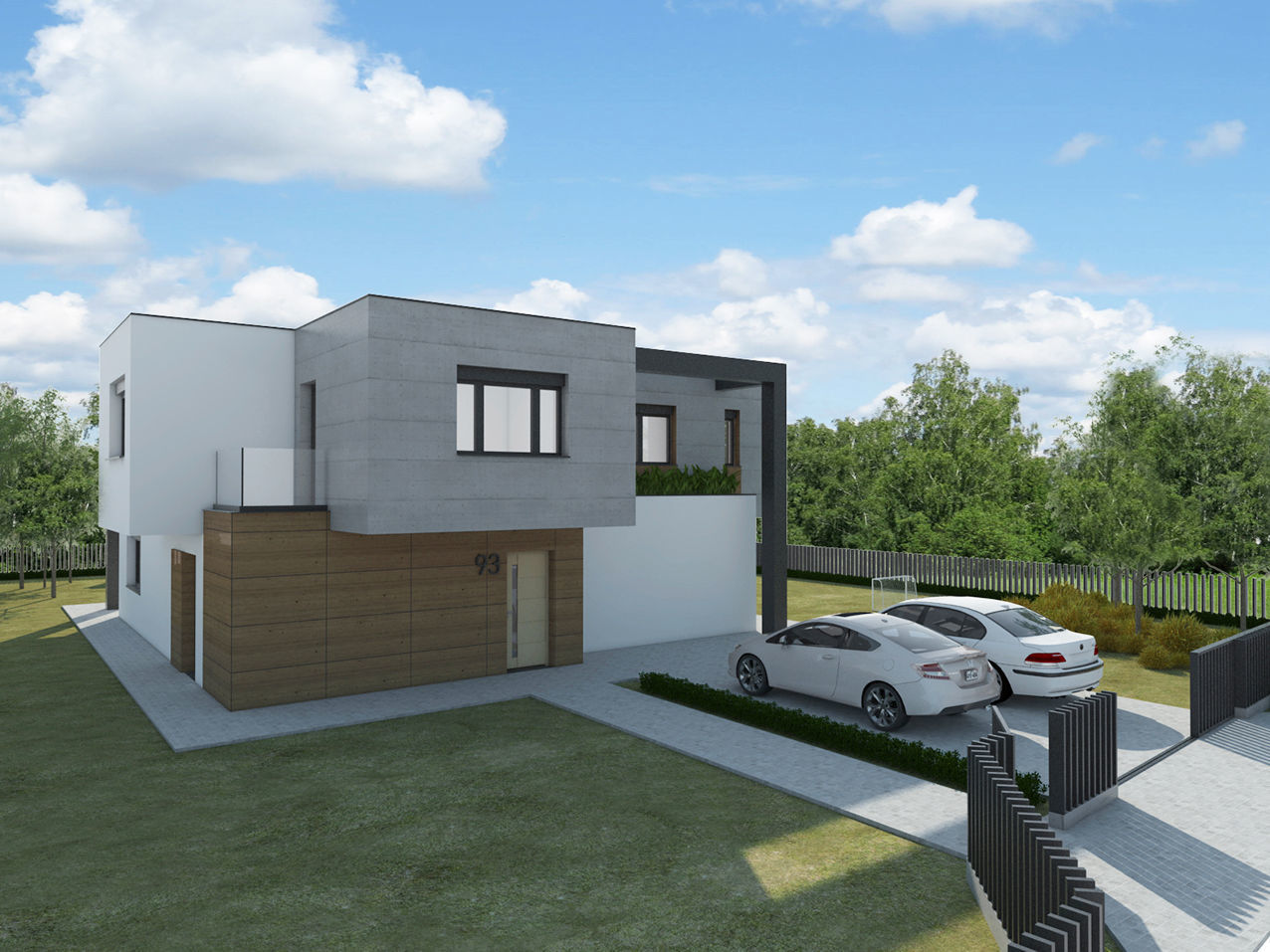 Modern - contemporary house with pool 3D model_3