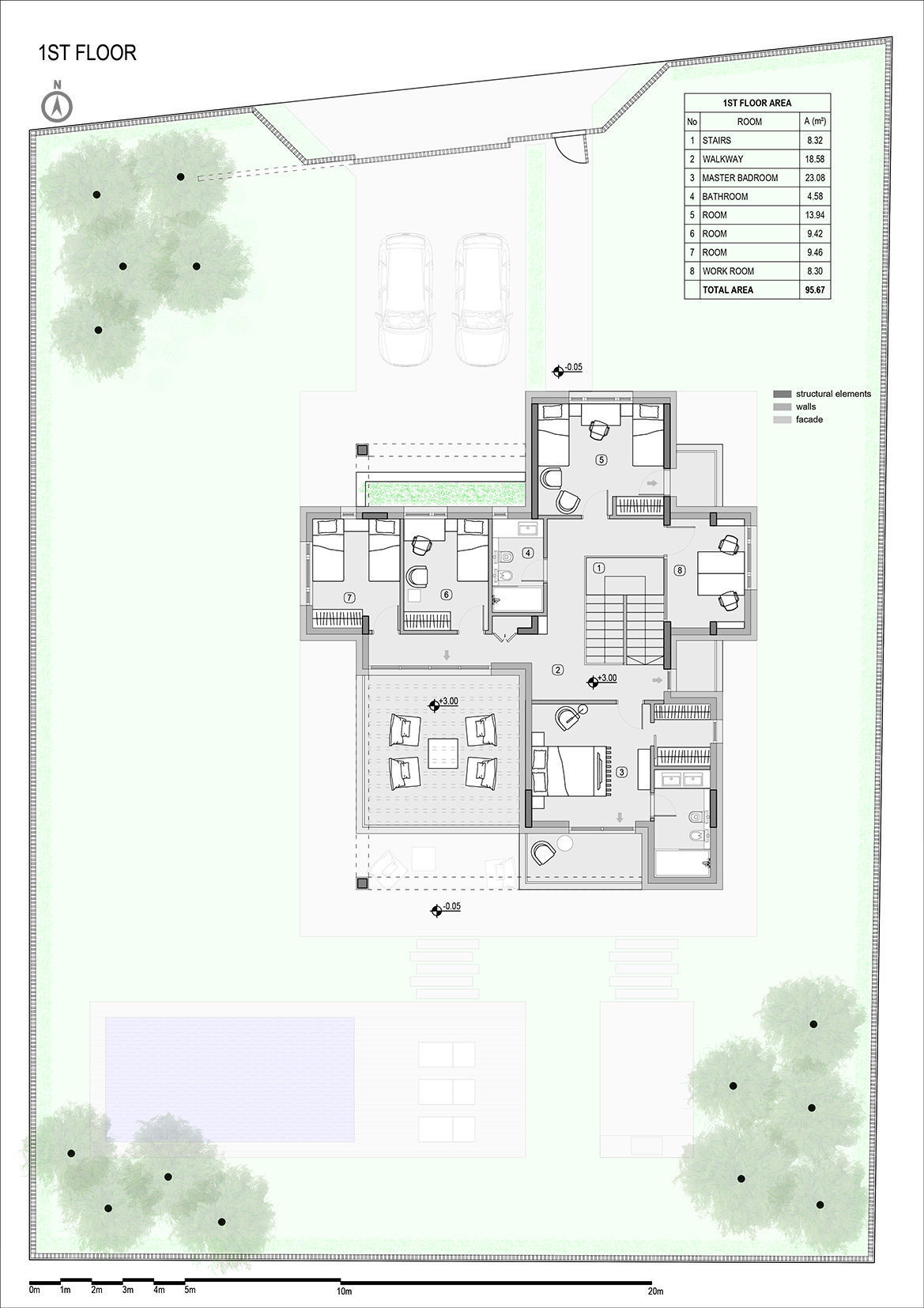 Modern - contemporary house with pool 3D model_11