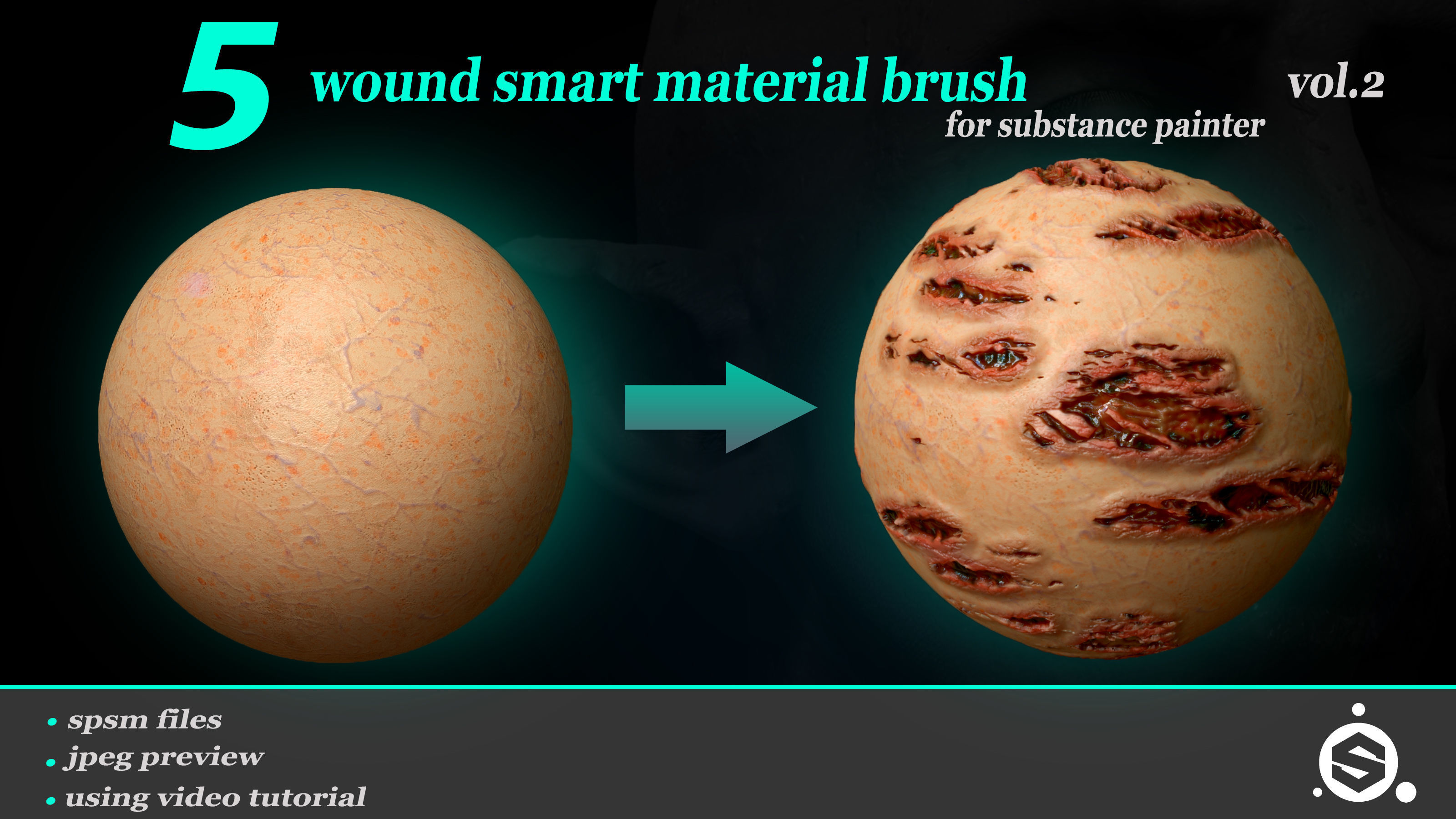 5 Wound Smart Material Brush For Substance Painter VOL 02 Texture_2