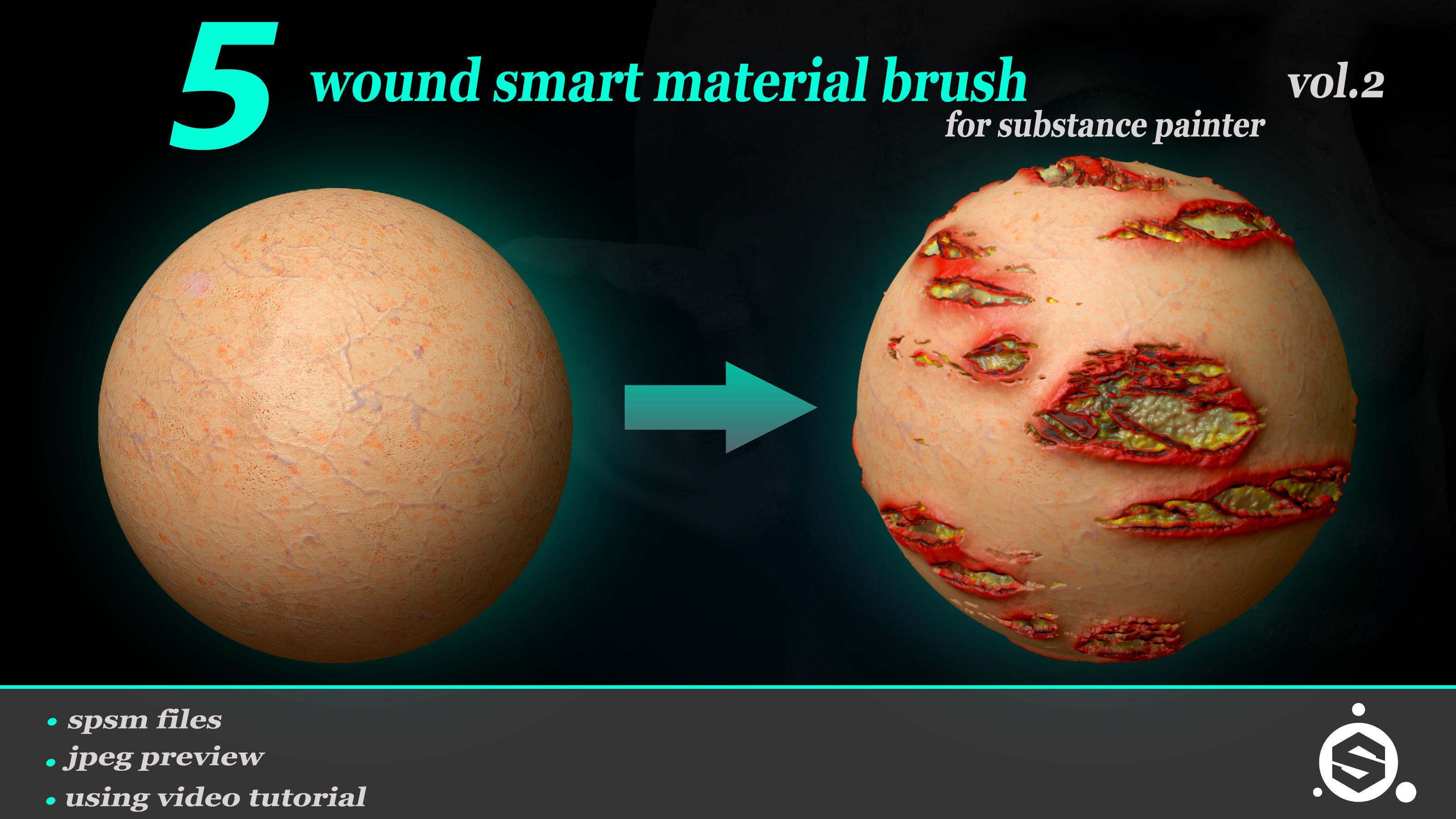 5 Wound Smart Material Brush For Substance Painter VOL 02 Texture_6