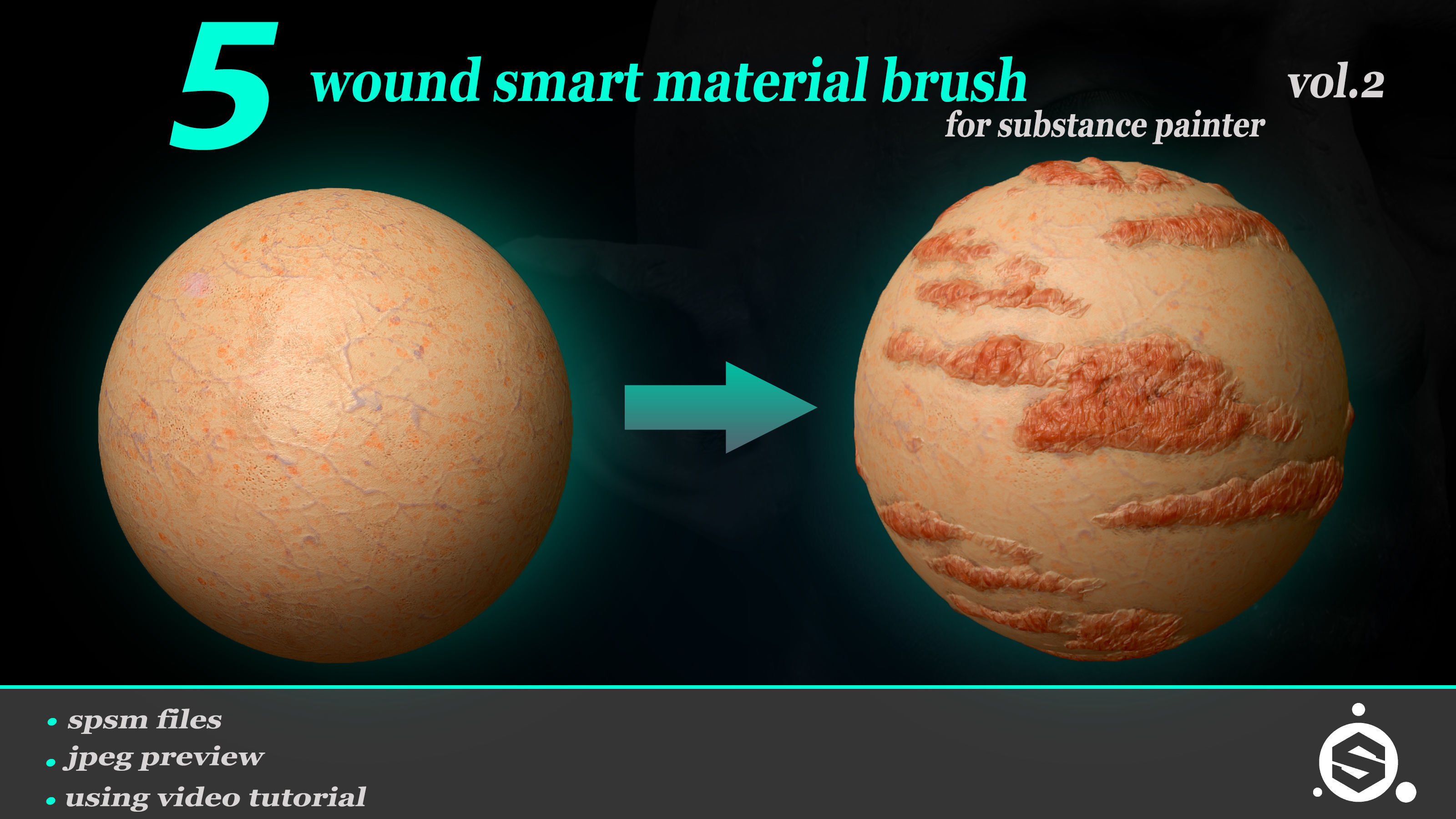 5 Wound Smart Material Brush For Substance Painter VOL 02 Texture_4