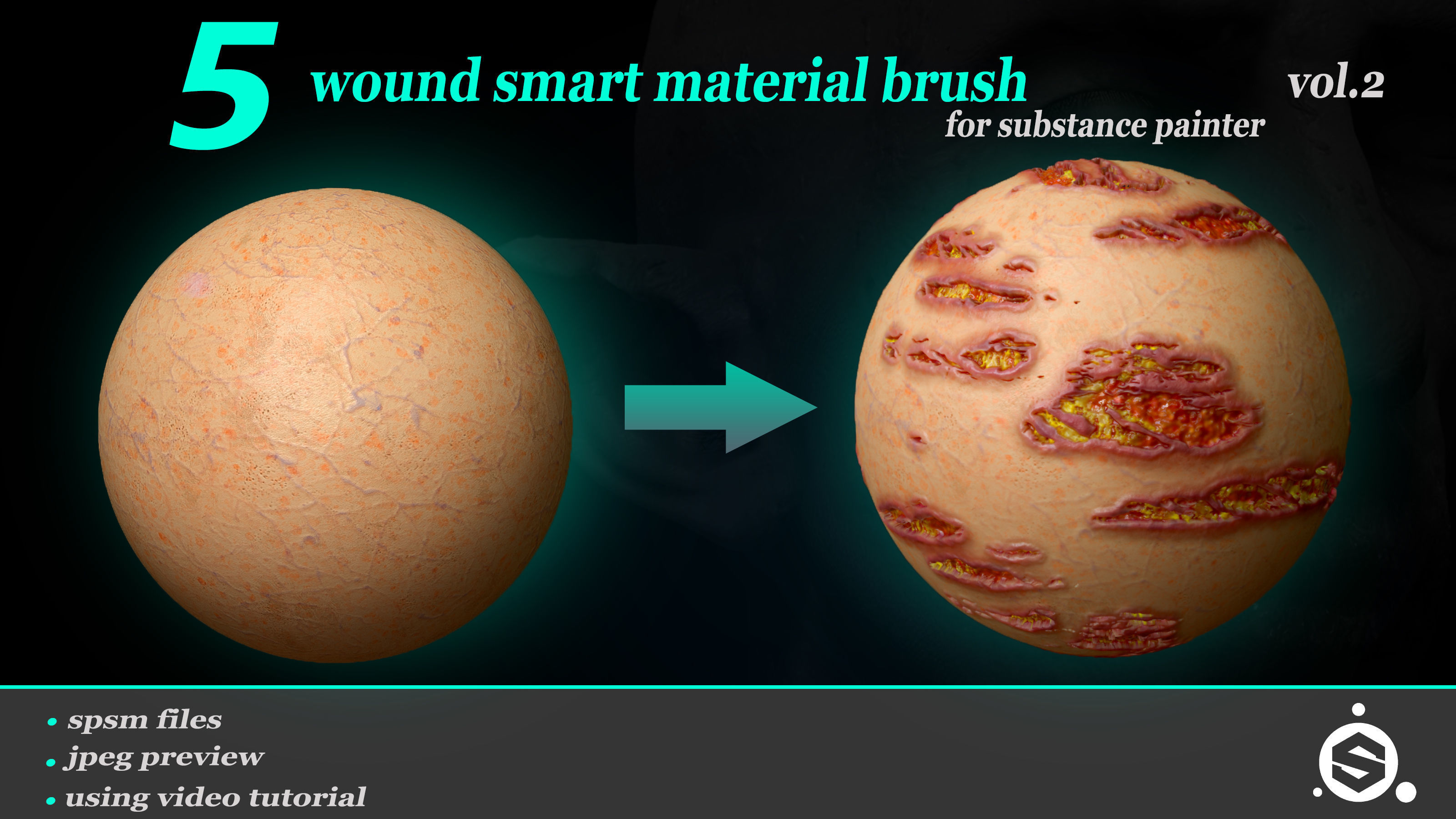 5 Wound Smart Material Brush For Substance Painter VOL 02 Texture_3