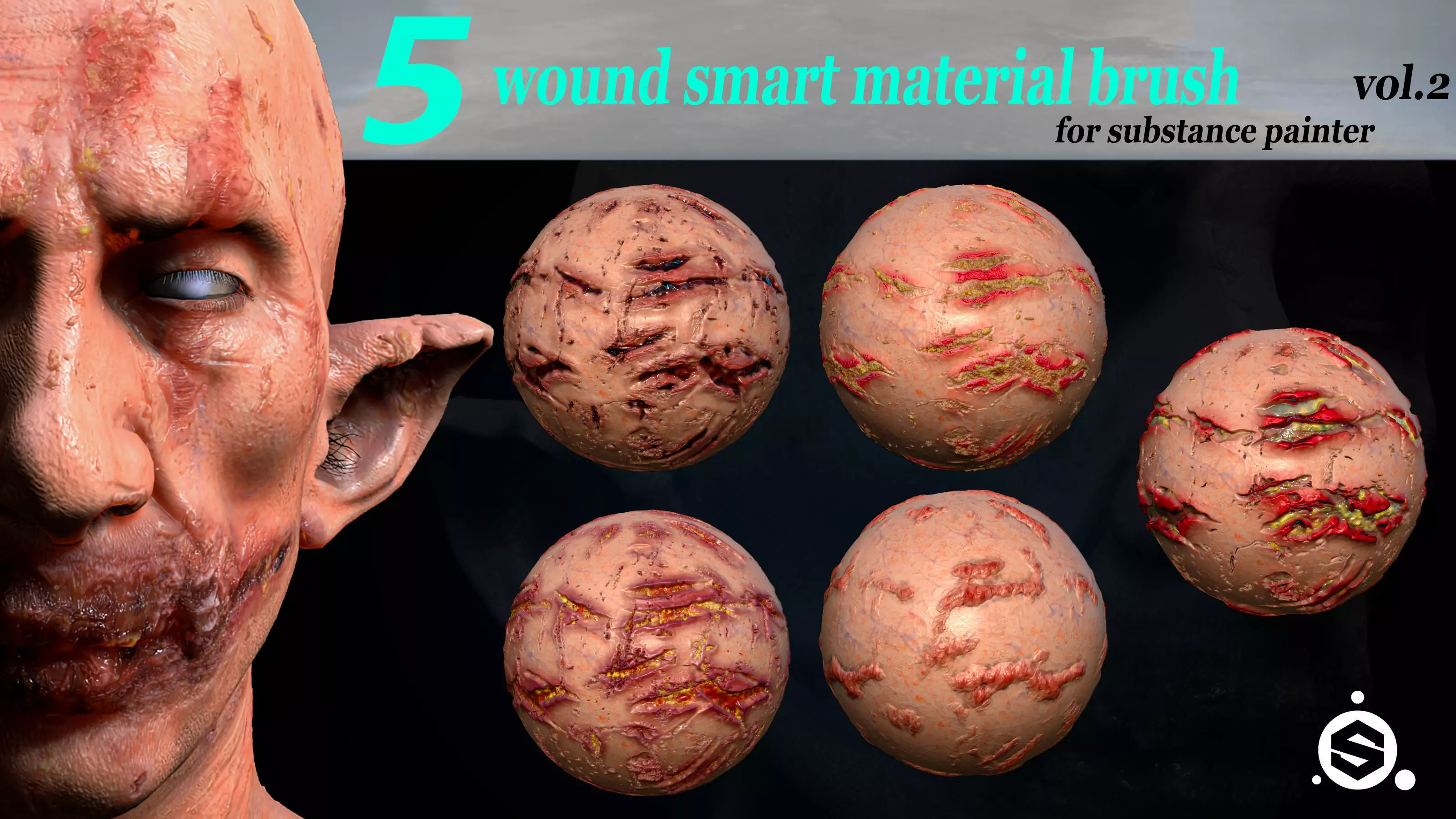 5 Wound Smart Material Brush For Substance Painter VOL 02 Texture_0