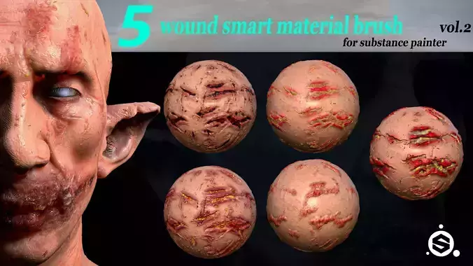 5 Wound Smart Material Brush For Substance Painter VOL 02 Texture