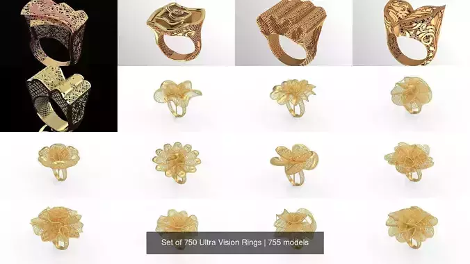 Set of 750 Ultra Vision Rings 3D Model Collection