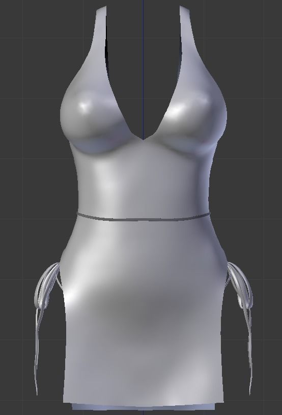 Dress with Bow and Slip - rigged - with sampletextures Low-poly 3D model_1
