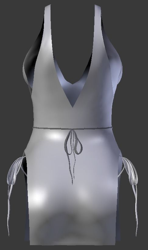 Dress with Bow and Slip - rigged - with sampletextures Low-poly 3D model_3