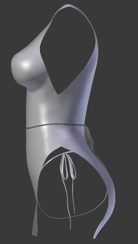 Dress with Bow and Slip - rigged - with sampletextures Low-poly 3D model_2