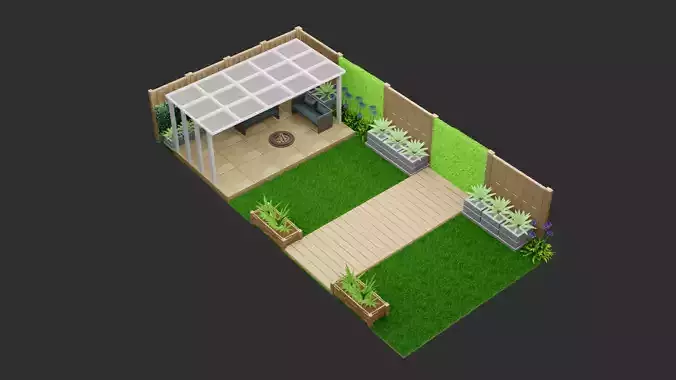 3D Lawn garden illustration