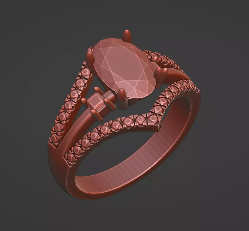 oval diamond ring 3D print model
