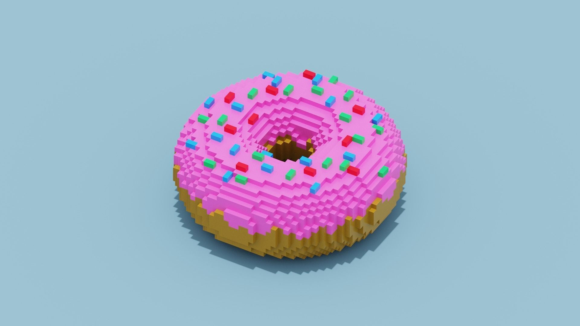 Voxel Donut Low-poly 3D model_5