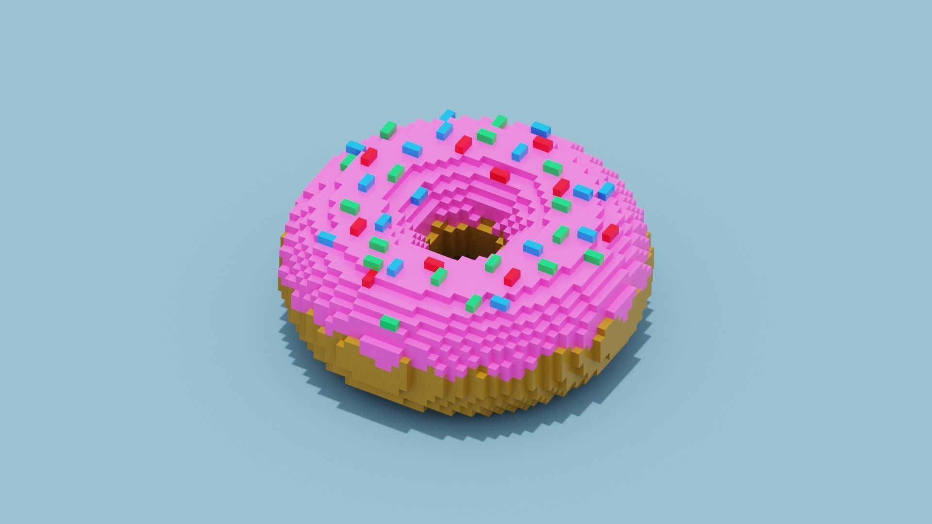 Voxel Donut Low-poly 3D model_10