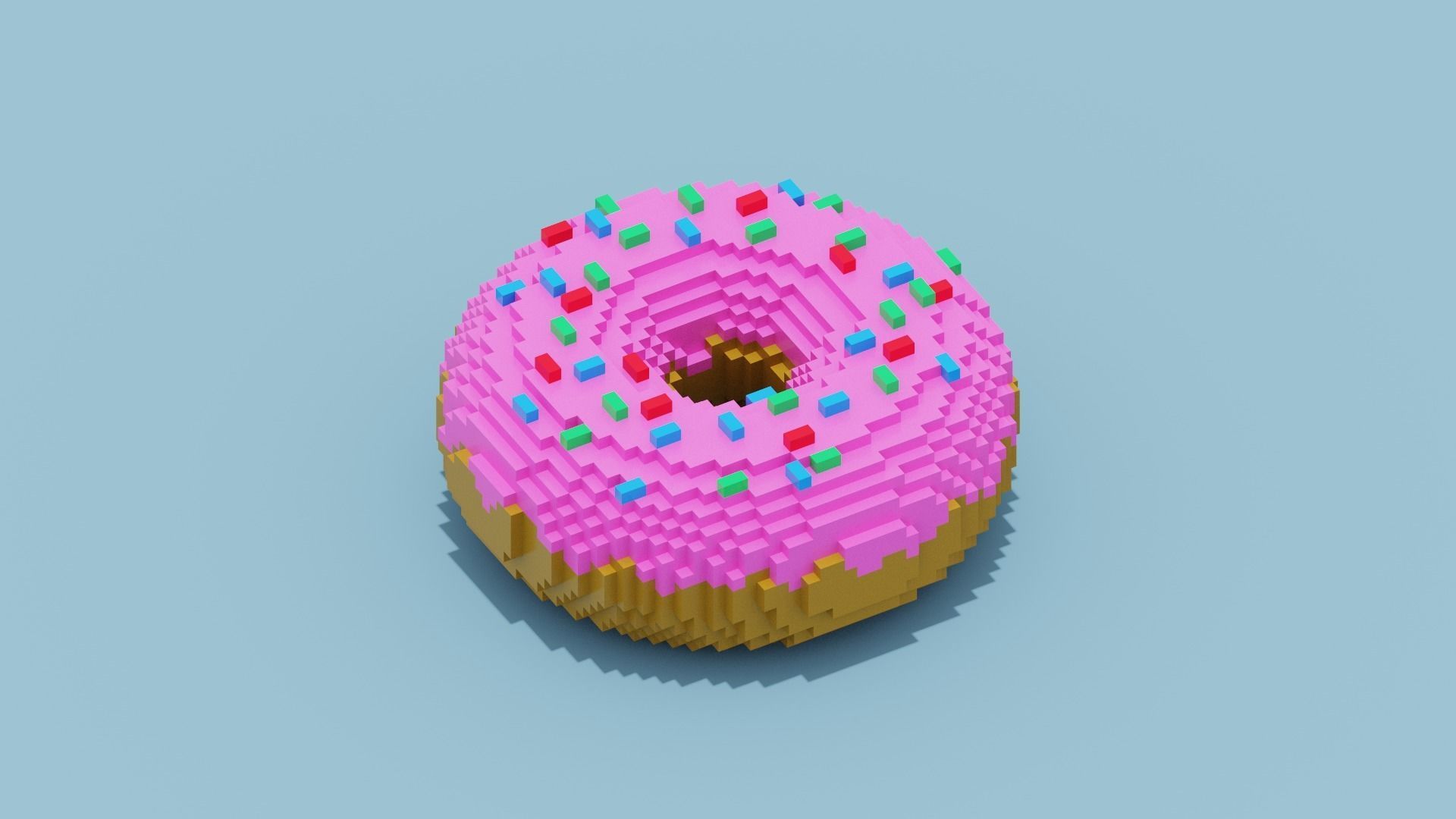 Voxel Donut Low-poly 3D model_2