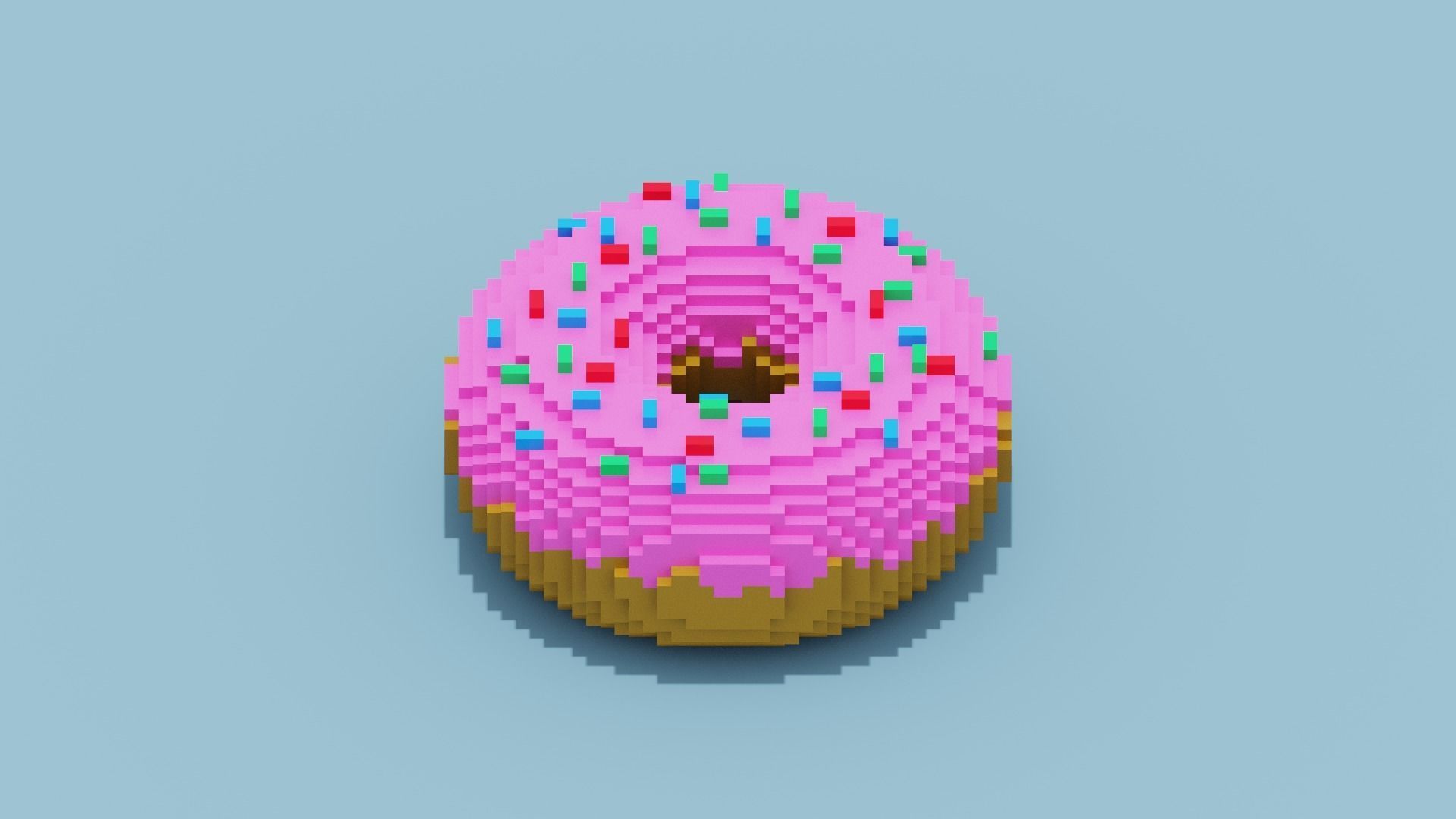 Voxel Donut Low-poly 3D model_4